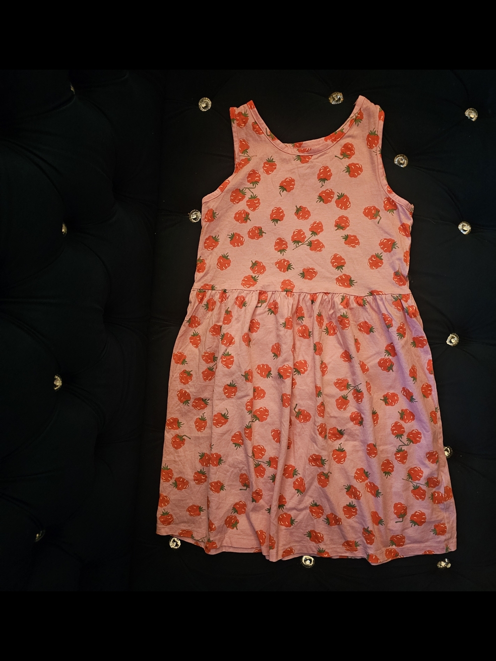 Girls' Pink Strawberry Print Tank Dress Size 8-10 Youth - Picture 3 of 6